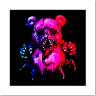 demonic bear color neon Posters and Art